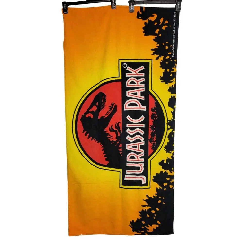 Jurassic Park Classic Logo Beach Towel Vtg Sunset Silhouette Universal Studios
